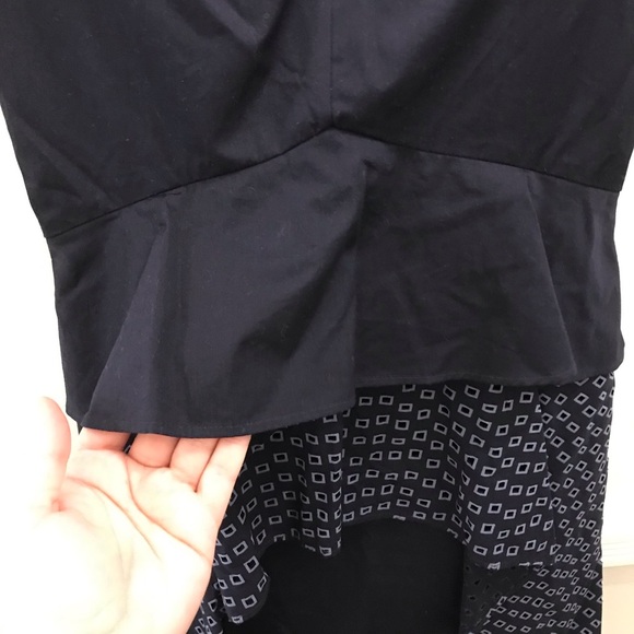 COS Peplum Eyelet Dress 2 cotton navy blue short sleeves knee length - Picture 4 of 10